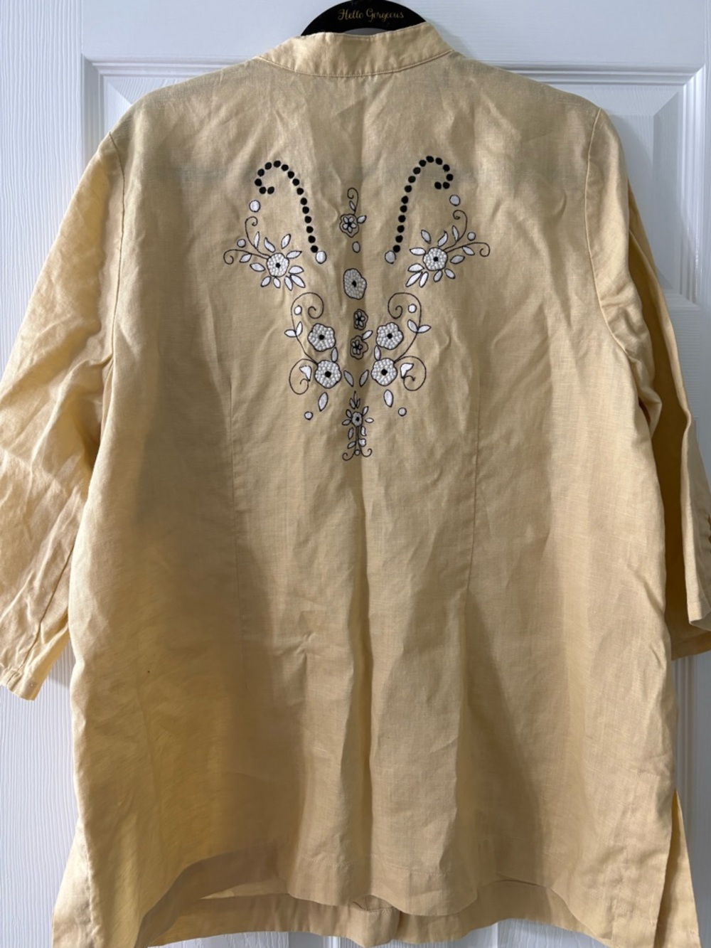 Nikki Valenti 100% Irish Linen Button Down Jacket 3/4 Sleeve Length Size XL